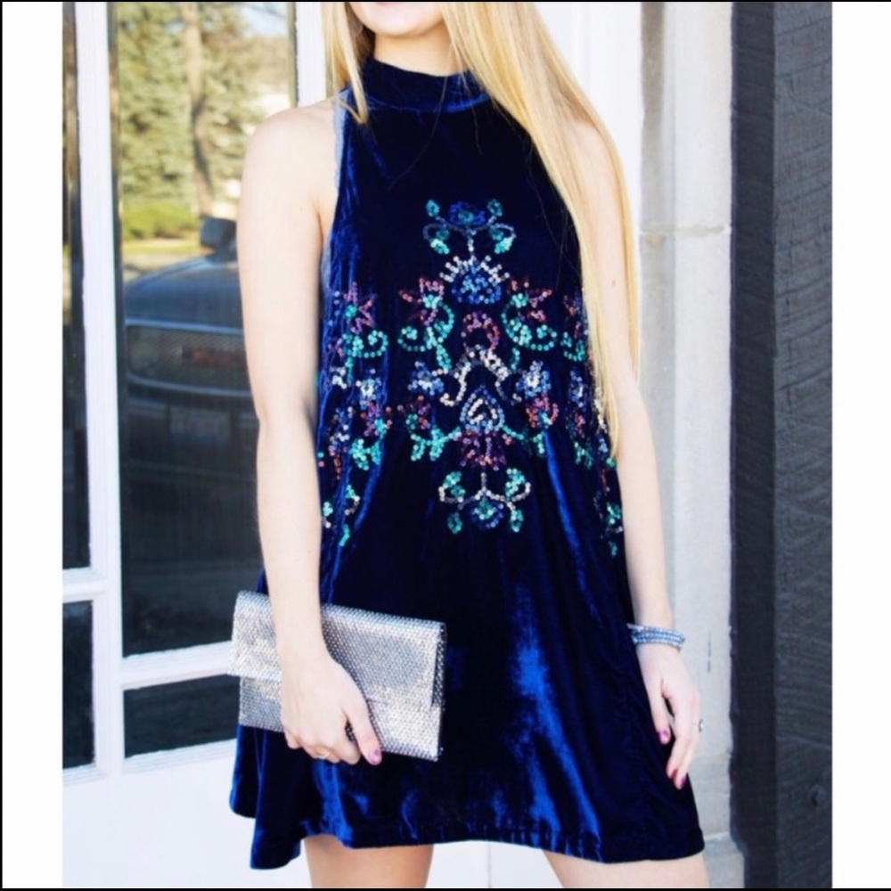 Free People Velvet Sequin Swing Dress NWT